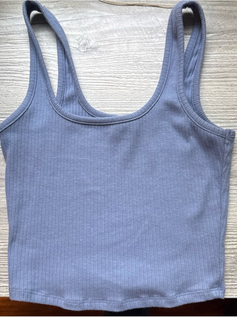 Ribbed Scoop Tank Top in Dusty Lavender Blue
